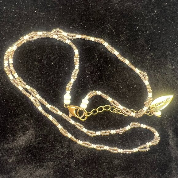 Coldwater Creek multi-strand seed-bead necklace, Gold /bronze & white, 20–22” - Picture 1 of 6